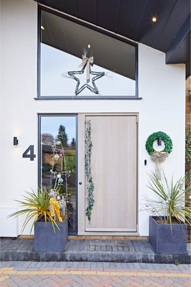 Portrait grey oiled door and sidelight