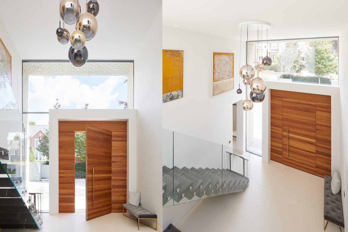 Modern lights, art and accessories make this the most contemporary of hallways