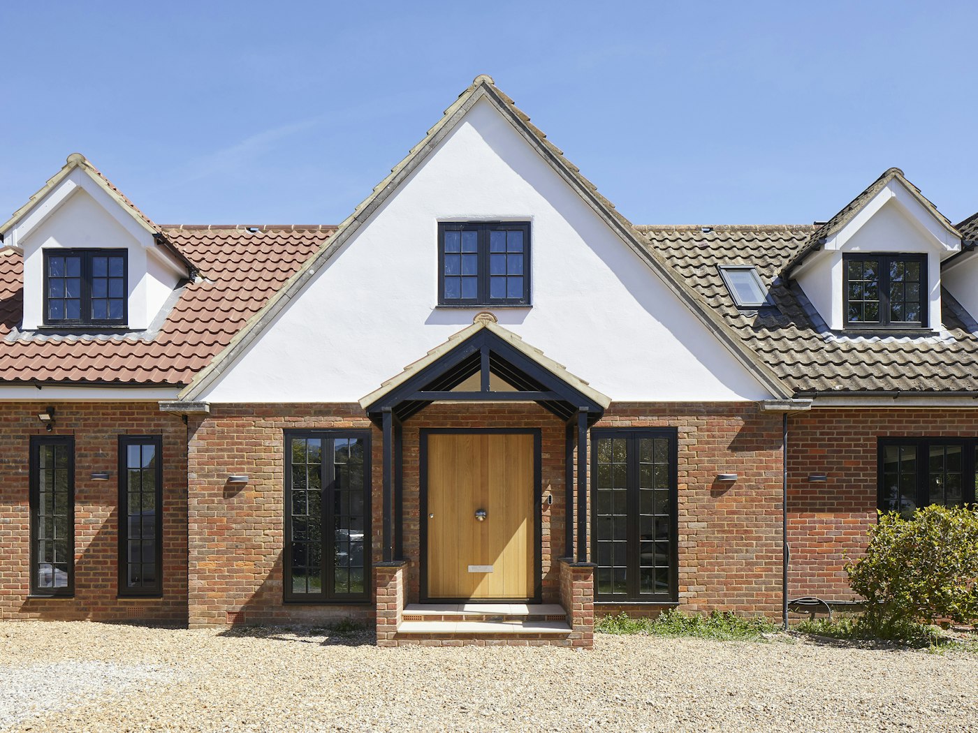 European oak works fantastically well with red brick and white render
