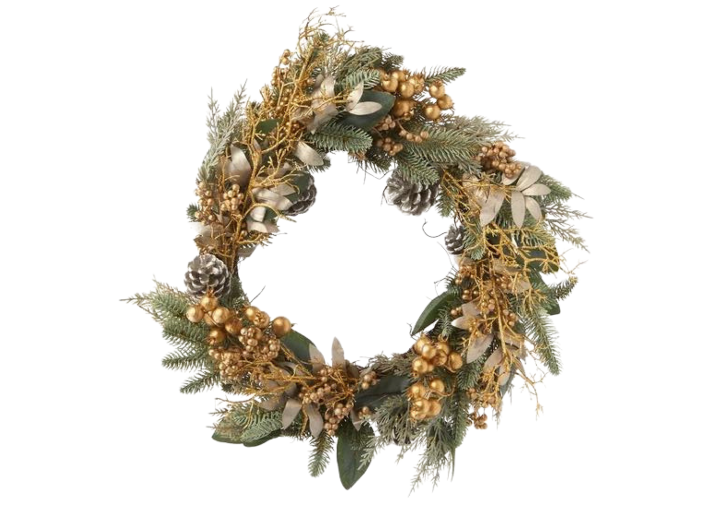 Matte gold and green leaf wreath £65 from Liberty