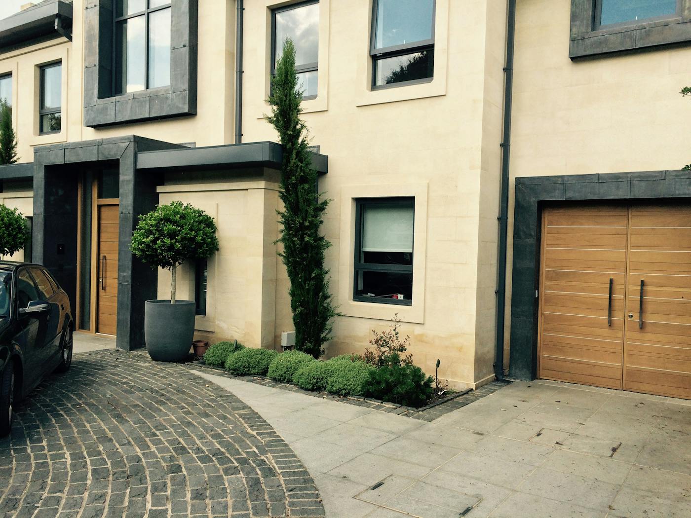 side hung garage door in iroko