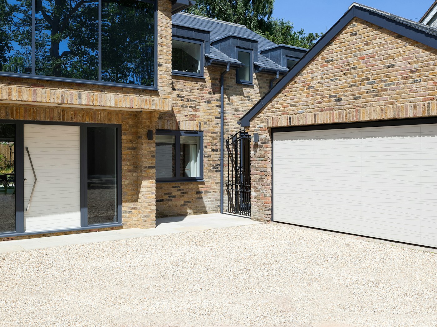 Matching white front & garage doors positioned close together | Urban Front