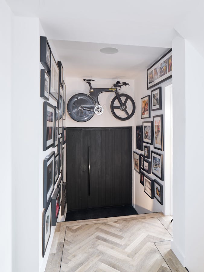 Portrait hallway inside of door