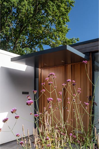 Portrait door angle with flowers