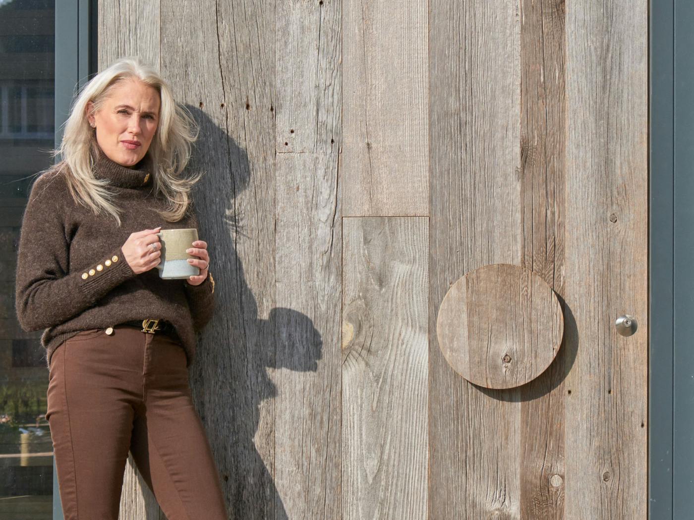 Jacqueline with door close up Barn with Luna handle
