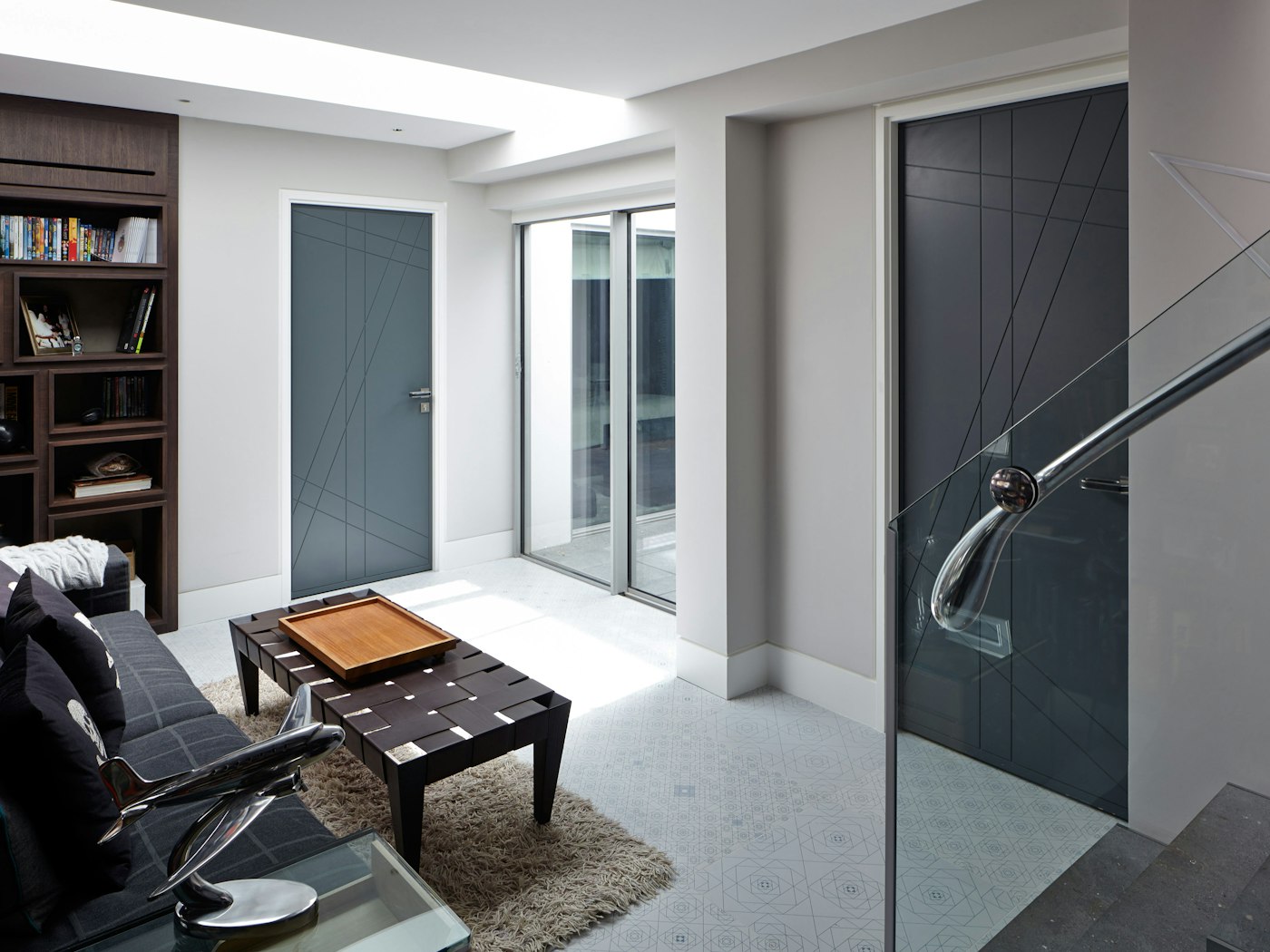 Lounge view of Urban Front's anthracite grey internal doors 