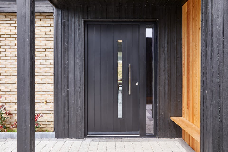 The Terano front door features a glass vision panel