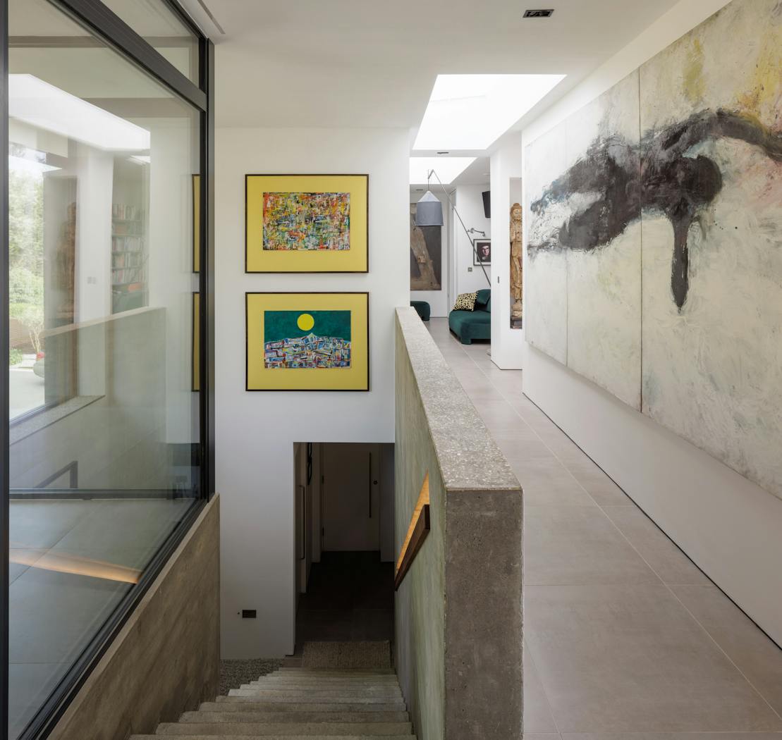 The view from the top of the stairs as you come in the door