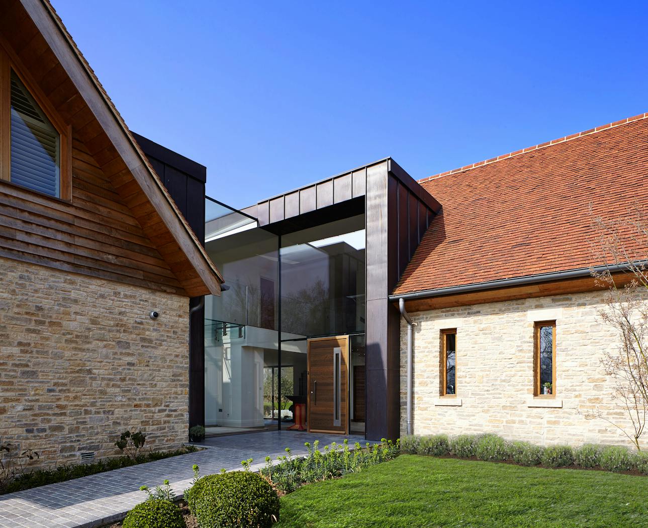 This house uses a variety of colours and building materials