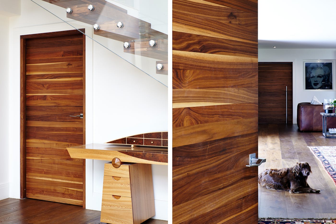 The gorgeous internal doors are in the Raw design in american black walnut