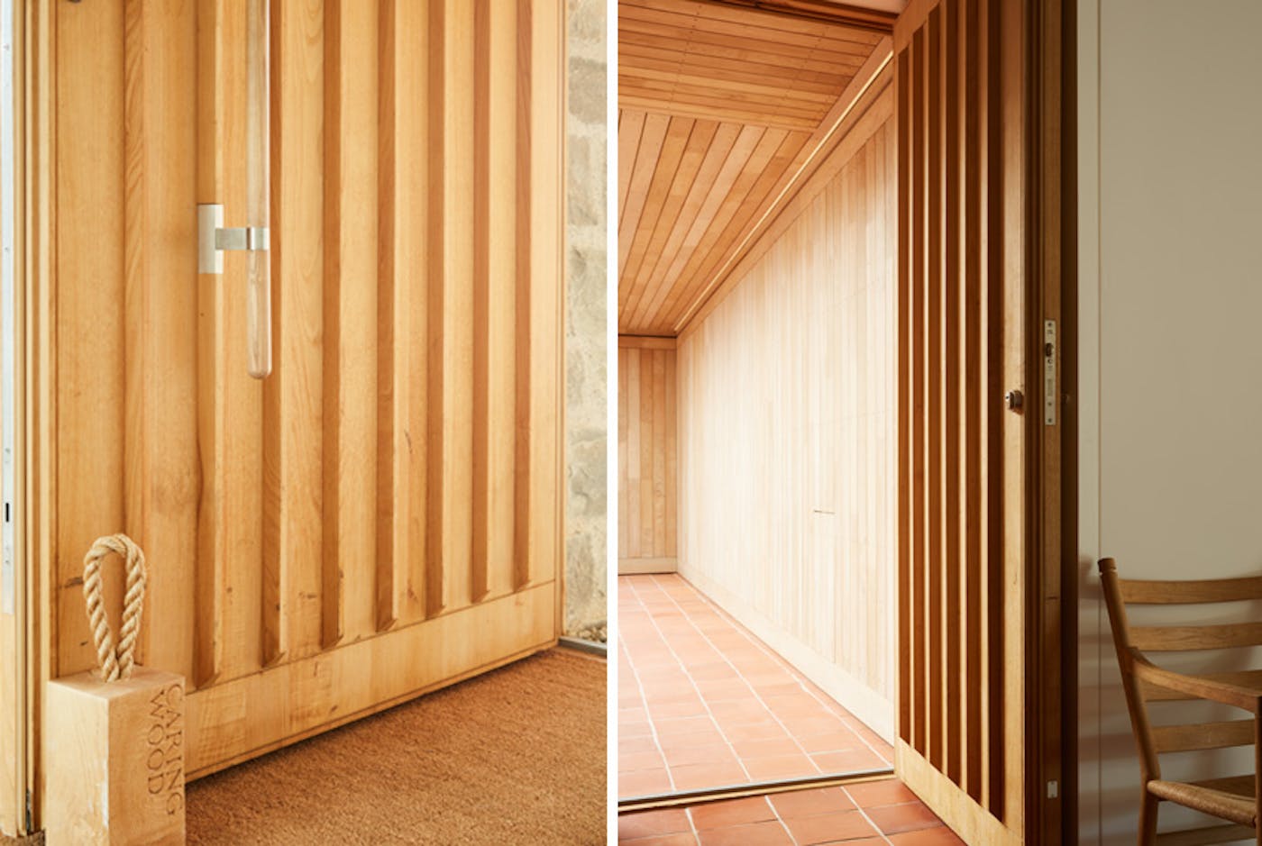 The door fits in very well with the Scandinavian look of the interiors