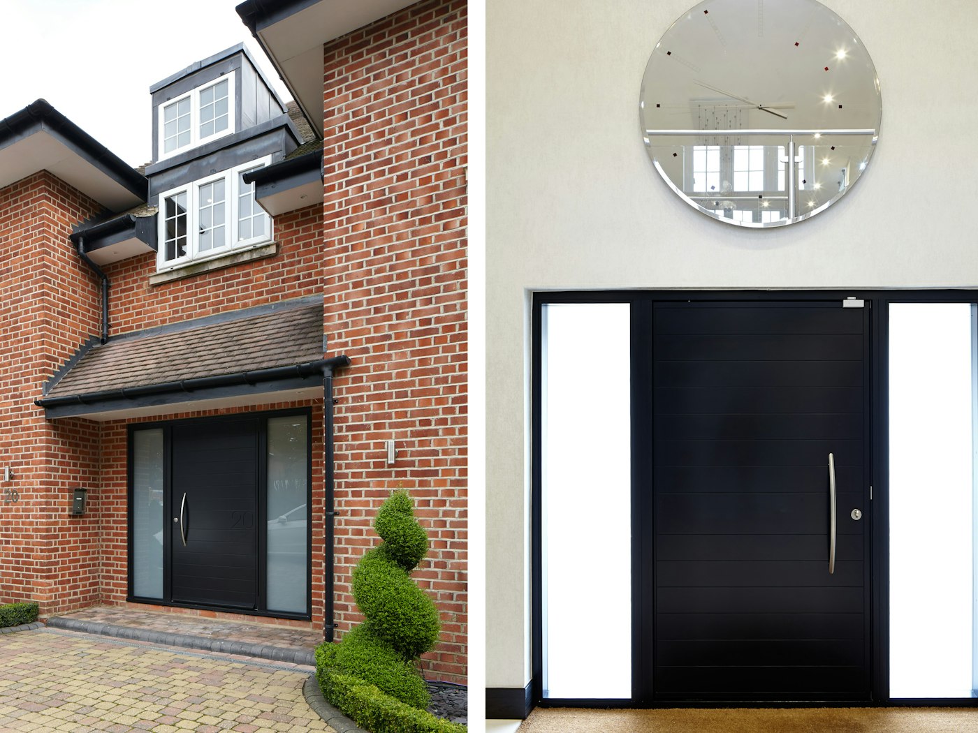 Traditional brick house with Numero black front door