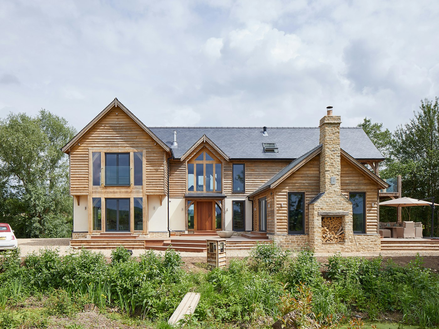 Grand but traditional styling - this oak house features an iroko front door by Urban Front 