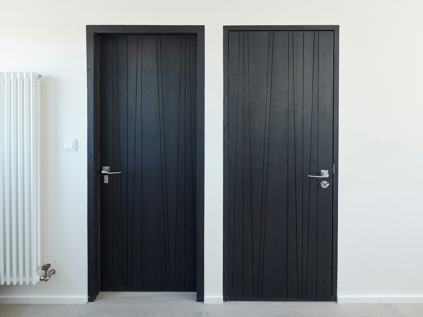 And upstairs, they're oak finished with ebony oil (shown here in the Milano V design)