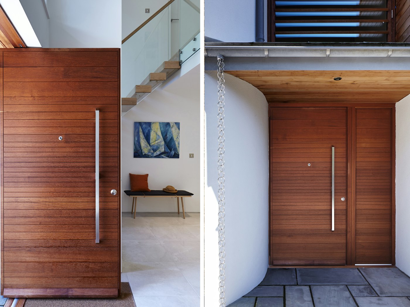Internal & external views of this iroko wood door