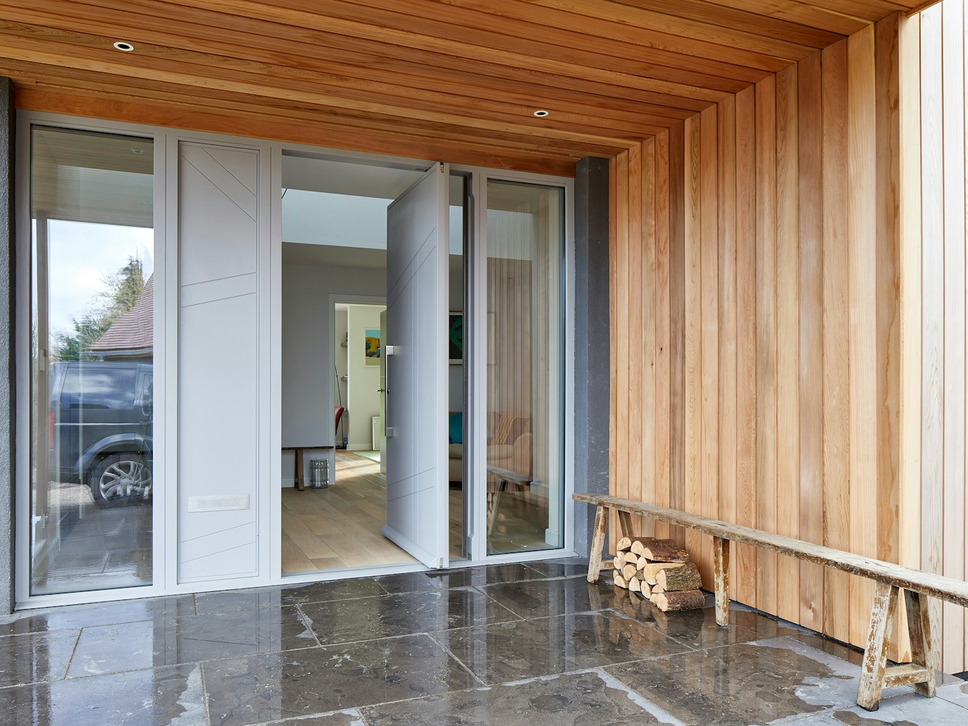 doors with matching glass wood panels 4