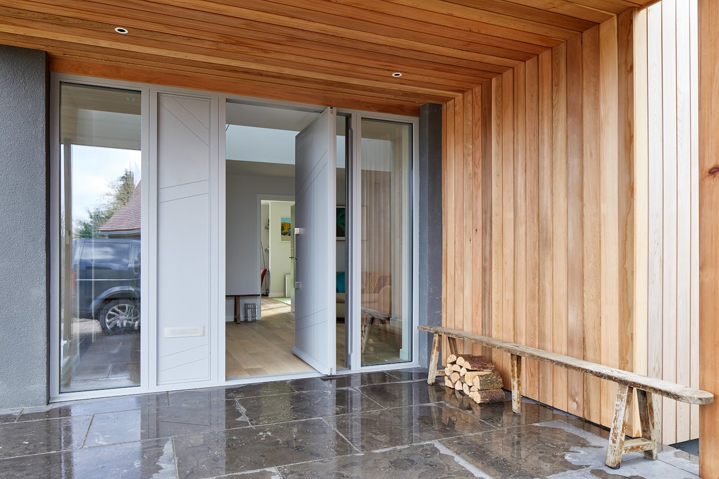 doors with matching glass wood panels 4
