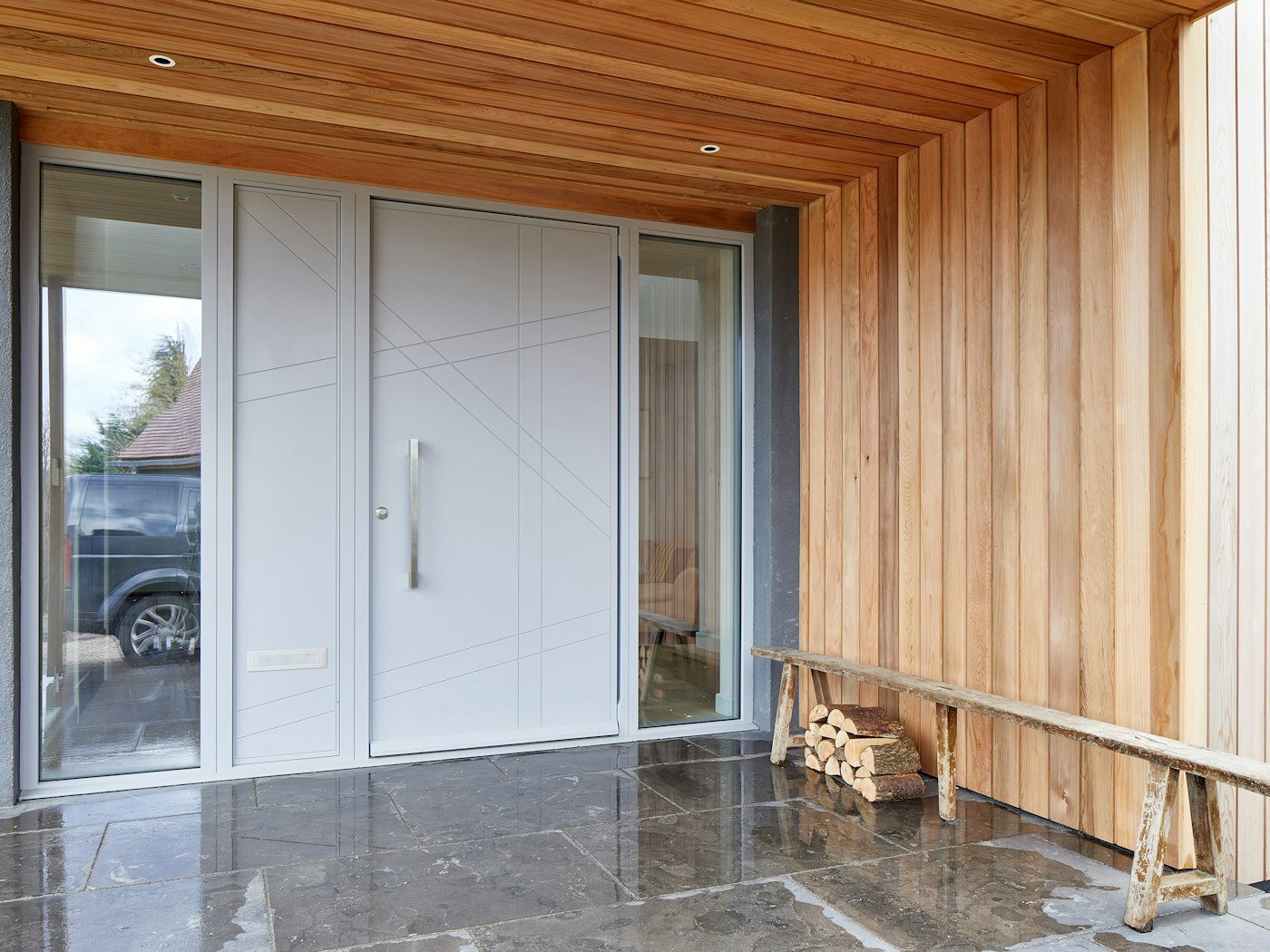doors with matching glass wood panels 5