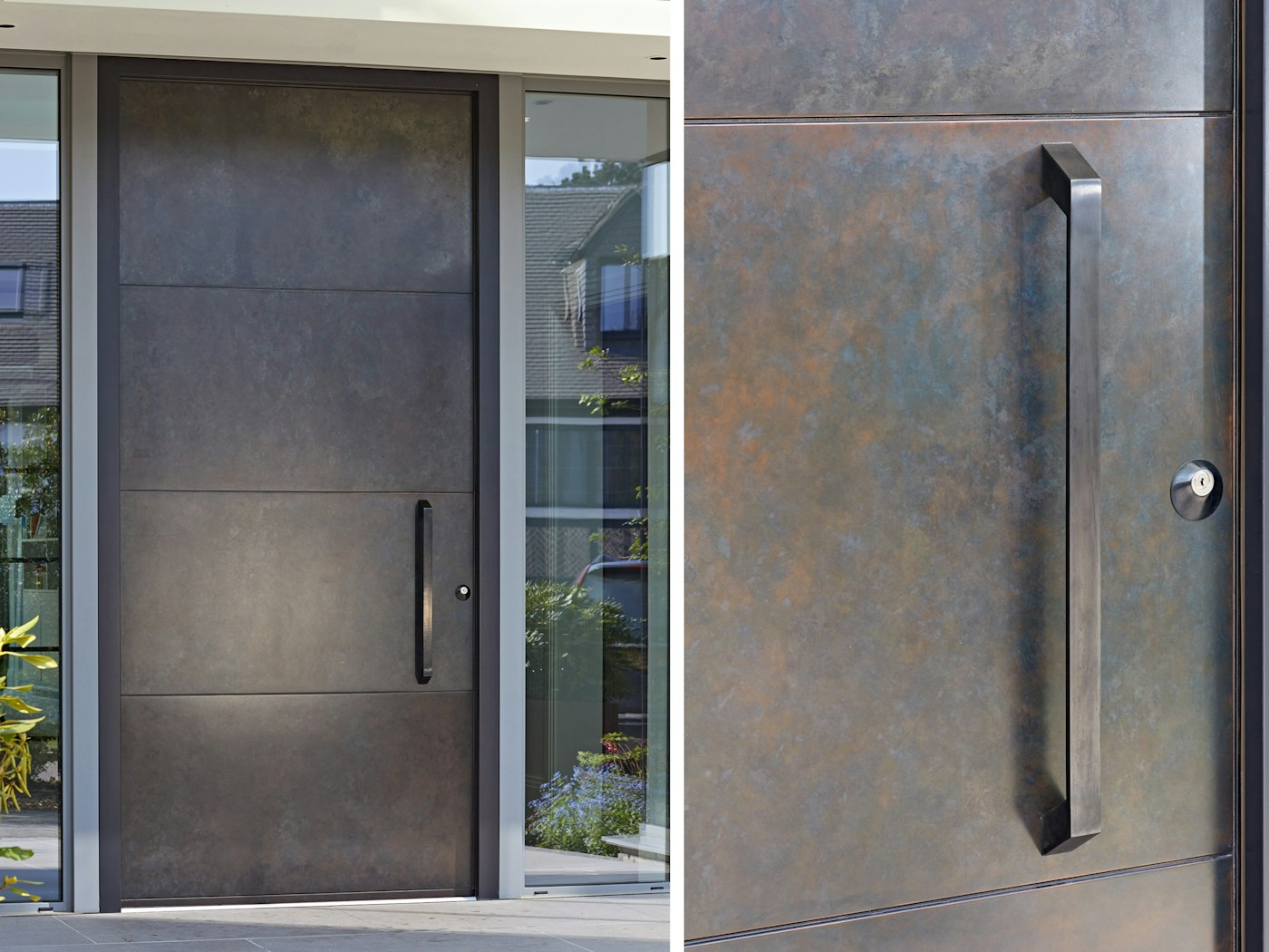 Lighter copper tones add texture to rich bronze while the matt black handle adds a final contemporary finishing touch 
