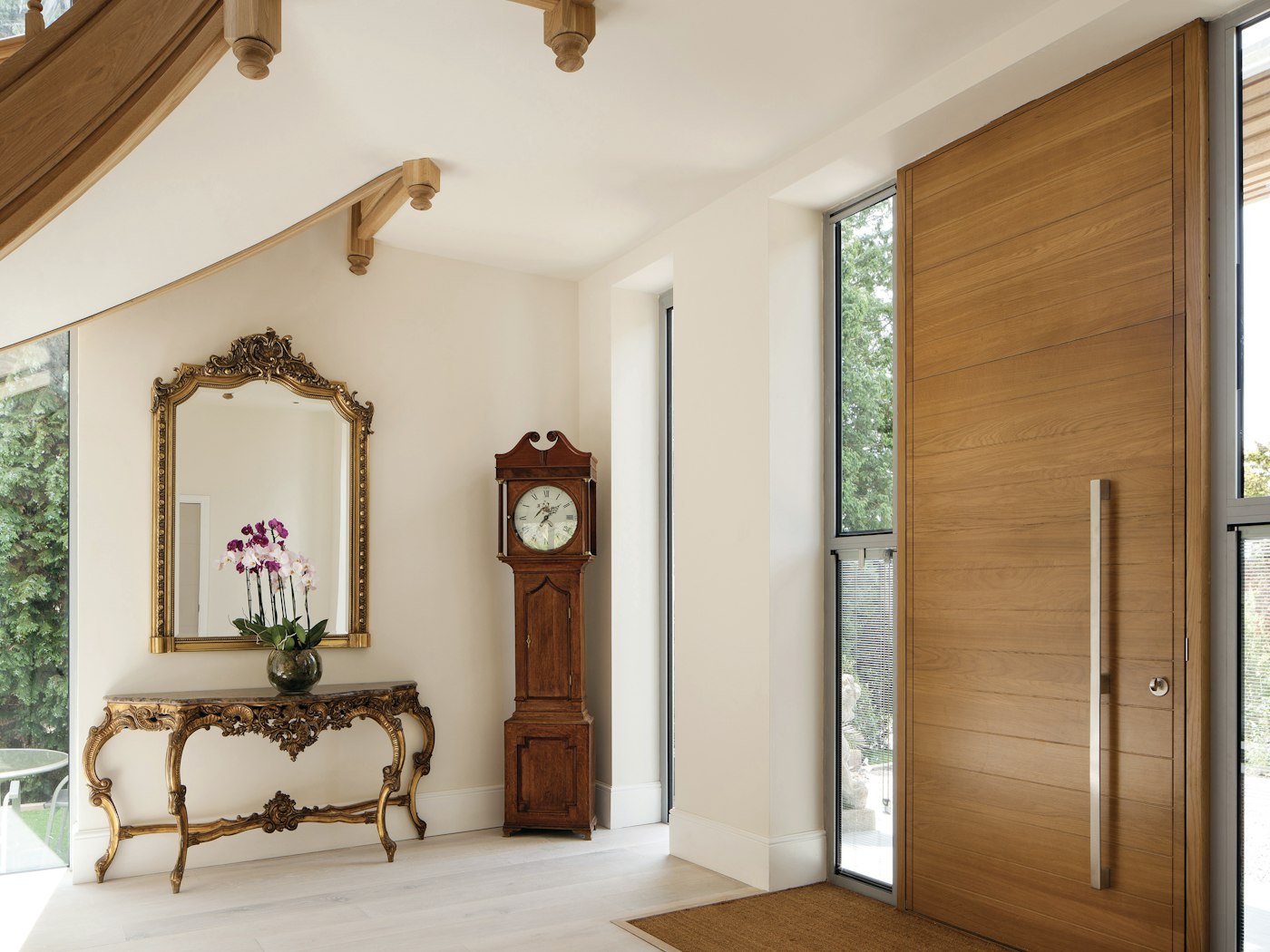 A contemporary door can work with a traditional interior