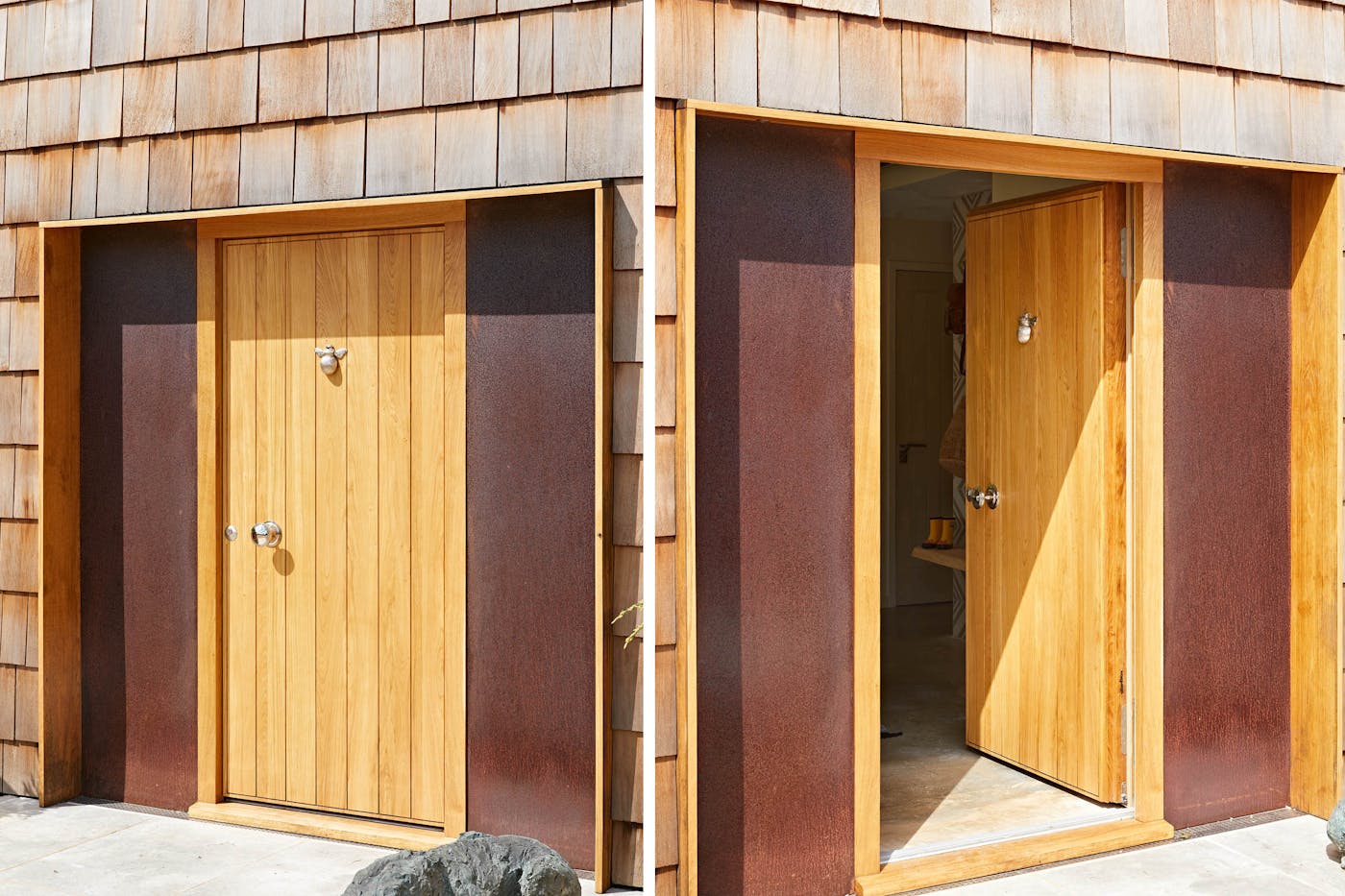 Closer up you can see the vertical detail of our Porto design (door furniture by others)