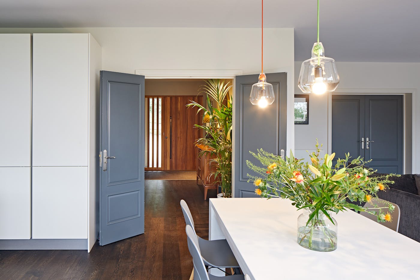 view from the kitchen to the front door