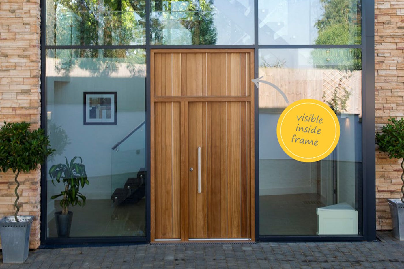 This standard recessed door has matching recessed side and overhead panels