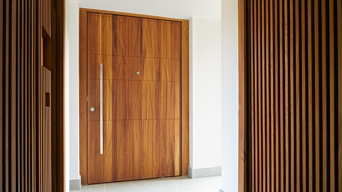 Not your average house door, our Quattro design in iroko