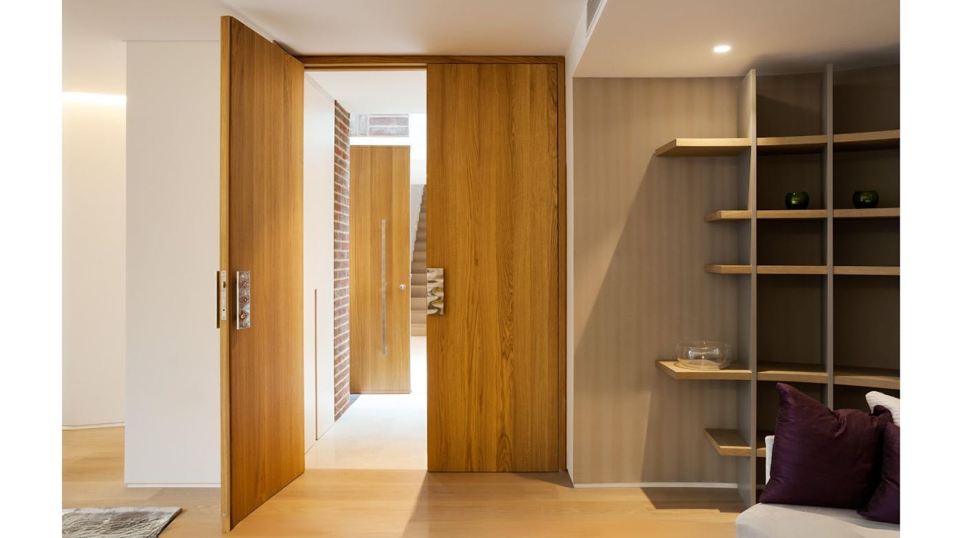 Iroko double internal doorset in a Raw V design