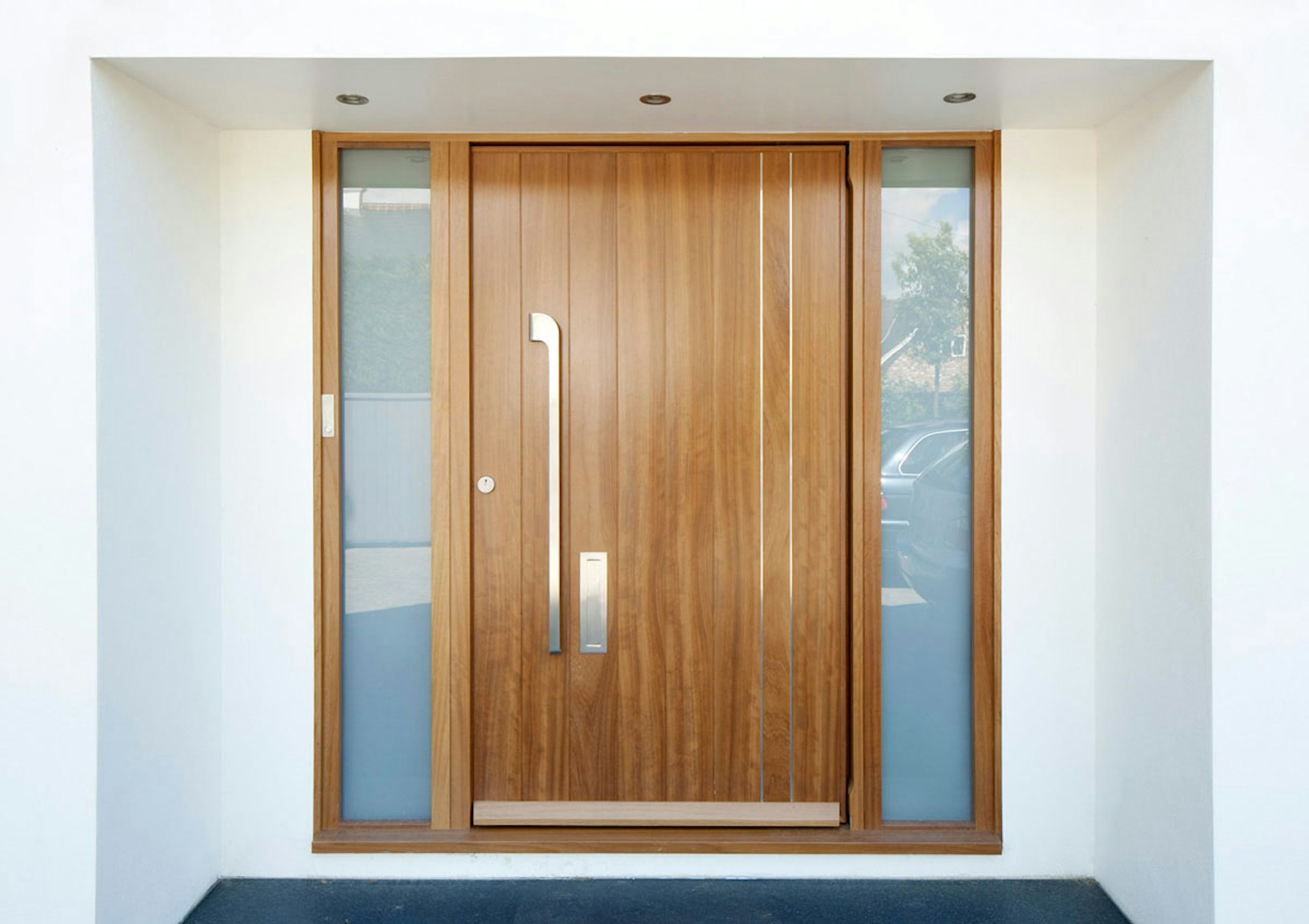 Iroko wood | Stainless steel detail | Porto v front door