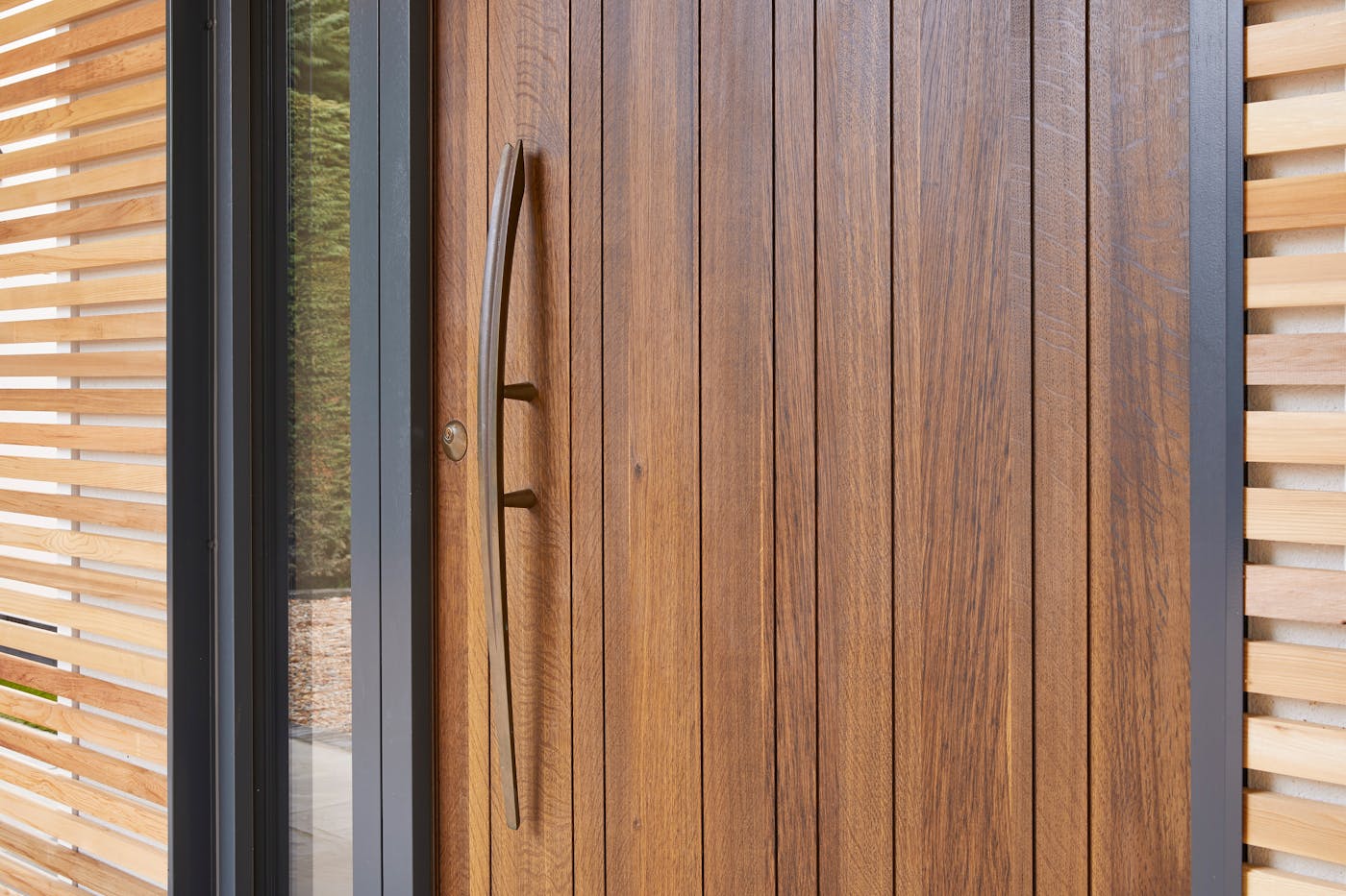 The richness of the fumed oak wood is seen in the grain detail and colour variations