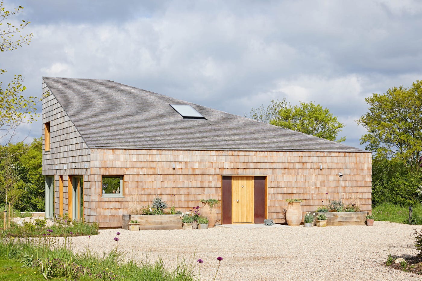 passive house in oak shingle house