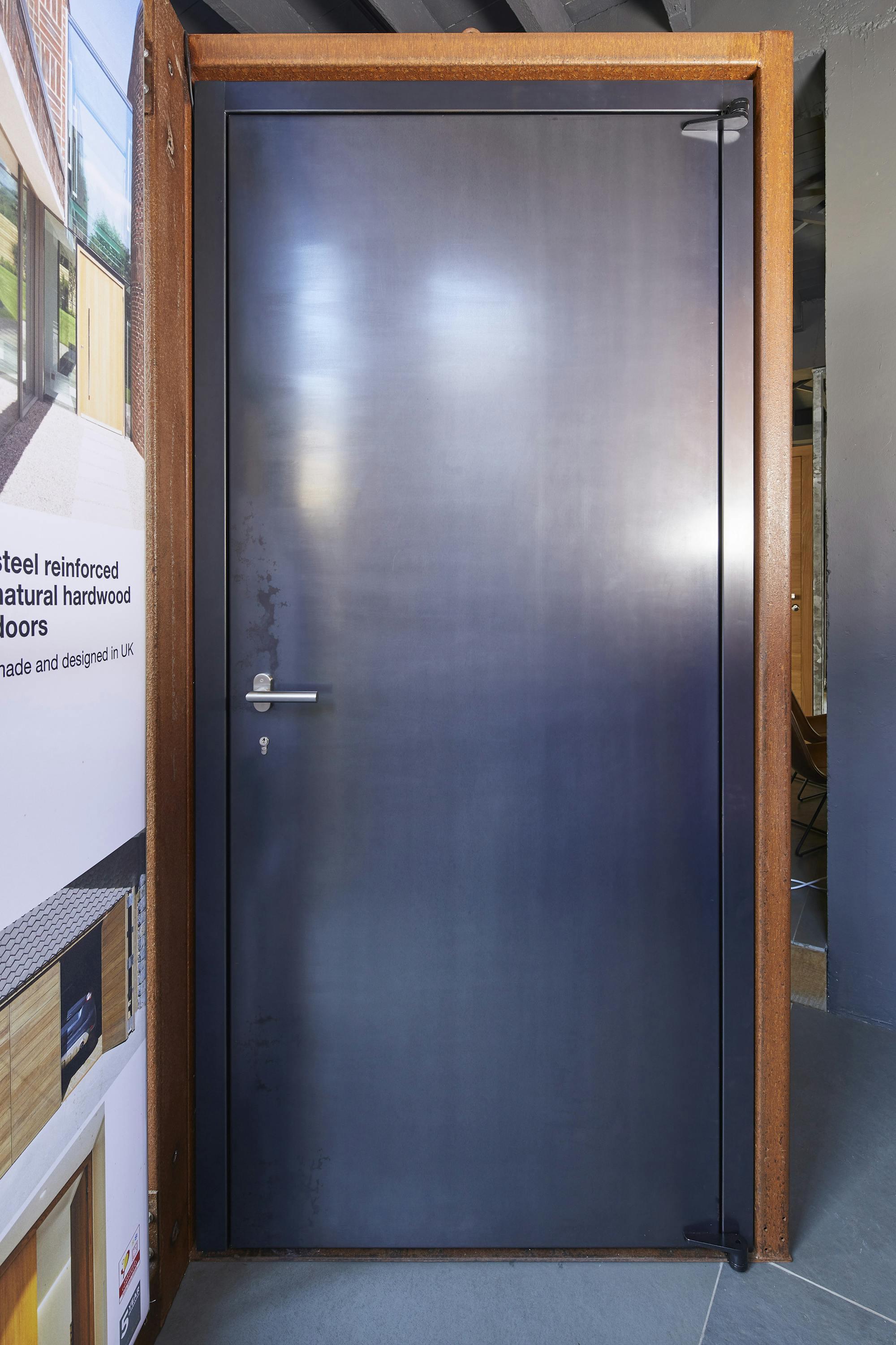 black steel door