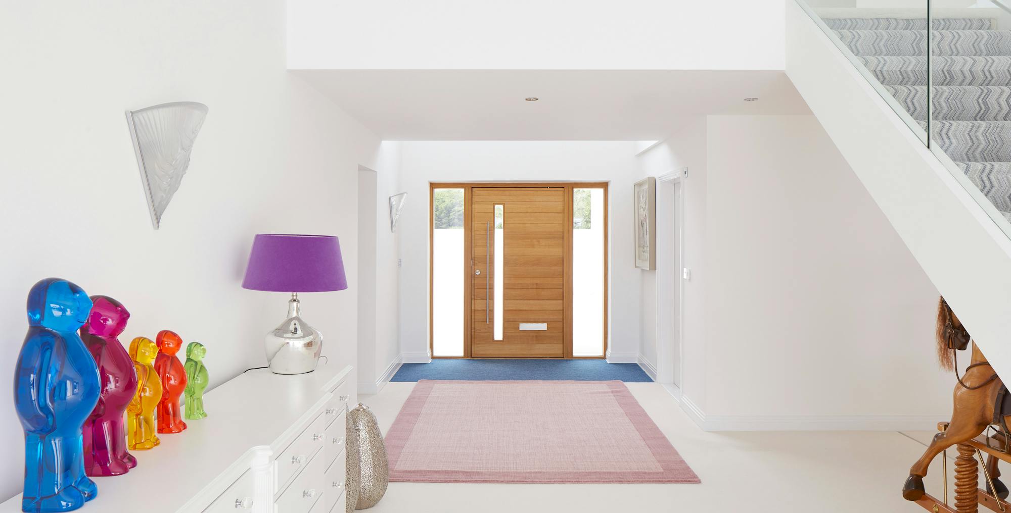 Oak terano door with 2 side lights